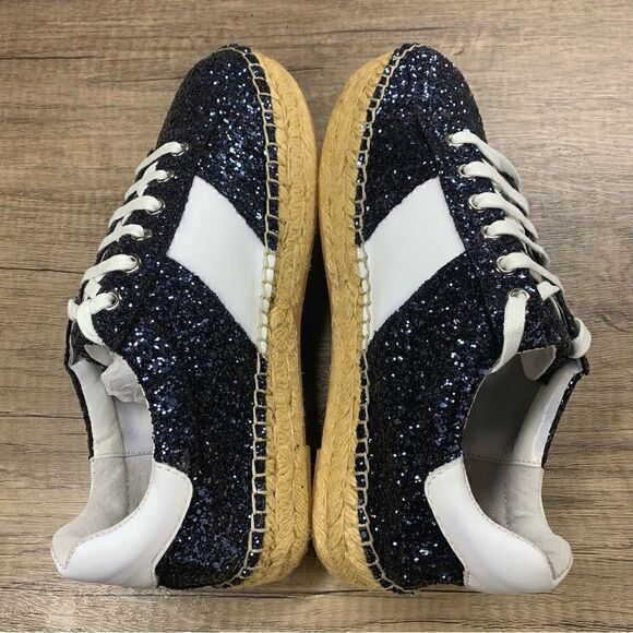 Marc Fisher~”Margo2”~Navy Blue Glitter Lace up Espadrille Sneakers~Size 8M - Picture 6 of 10